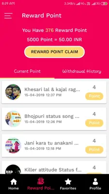 Status Video Reward android App screenshot 1